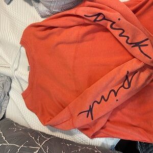 PINK Victoria's Secret Orange Crew Neck Sweater